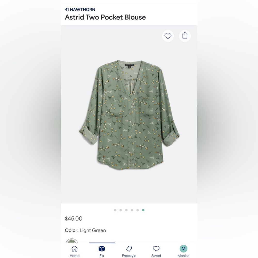 41 Hawthorn Light Green Floral Blouse